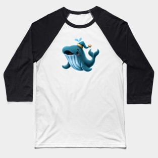 Cute Humpback Whale Drawing Baseball T-Shirt